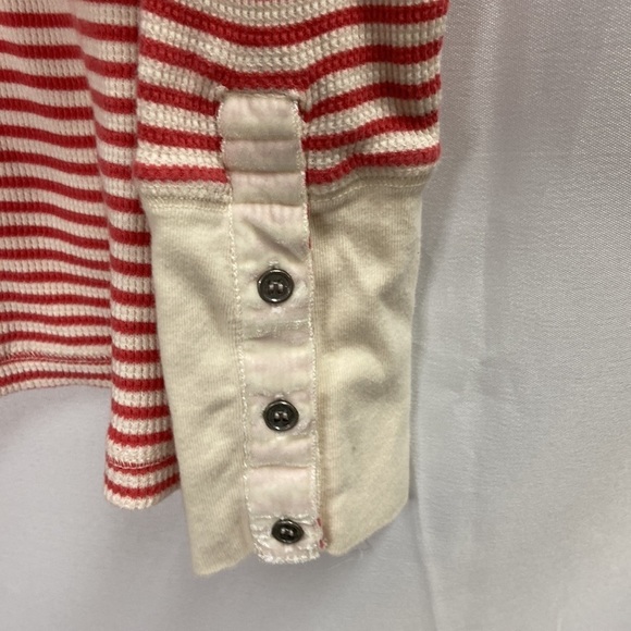 Sundance Striped Crewneck Thermal Long Sleeve Top Red/Cream Size Med Petite - Picture 3 of 6